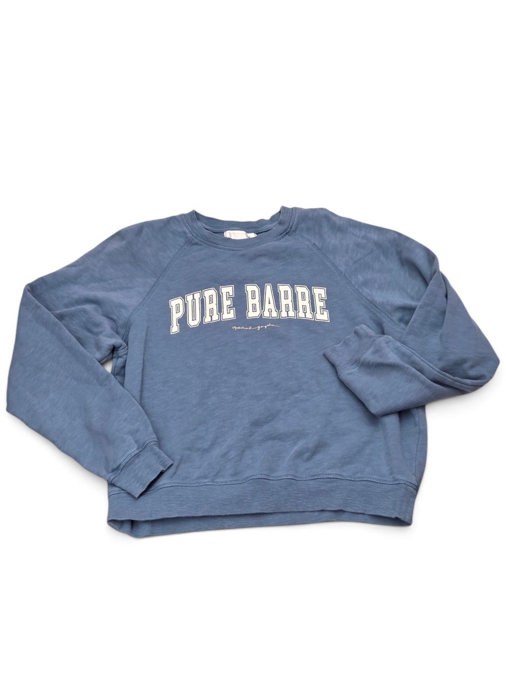 Spiritual Gangster x Pure Barre Sweatshirt Size L Blue Slub Crewneck Raglan - Picture 3 of 9